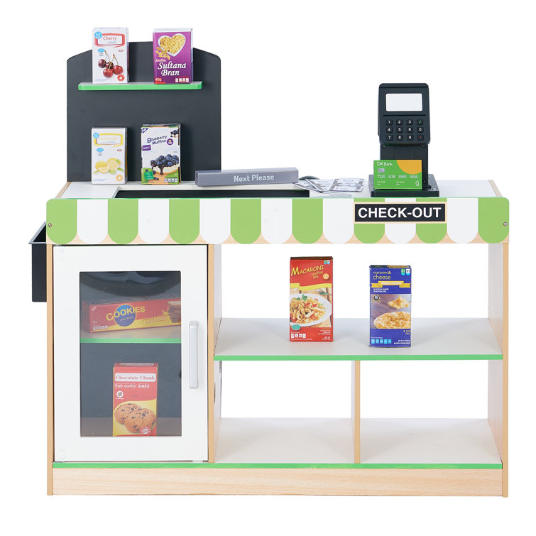 Cashier Teamson Kids Cashier Austin Wooden Play Market Stand Green White